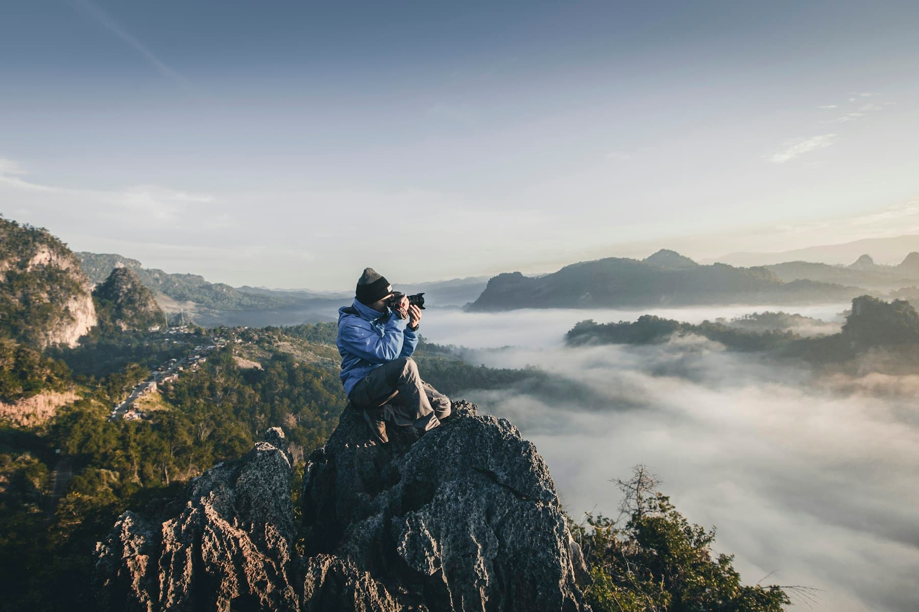 Photographer creating images outdoors